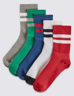 5 Pairs of Ribbed Sports Socks &#40;3-16 Years&#41;